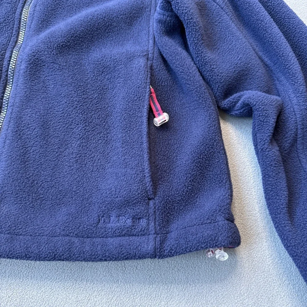 VTG LL Bean‎ Fleece Jacket Womens Petite Small Navy Full Zip Polartec Boxy Cozy